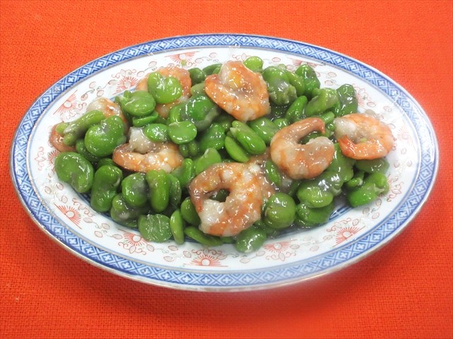そら豆とえびの炒めもの