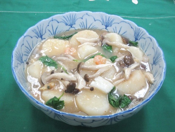 長芋の揚げ煮海の幸あんかけ