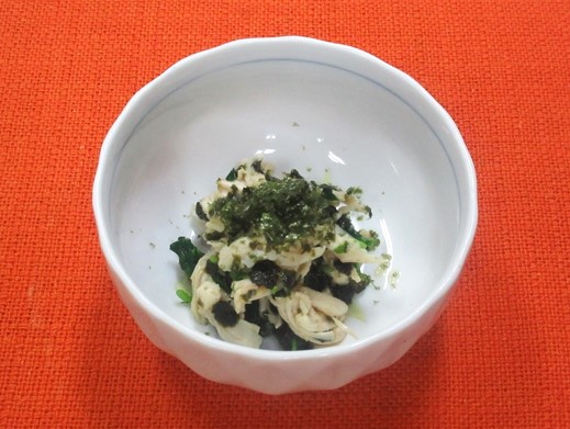 鶏ささみと三つ葉の磯辺和え